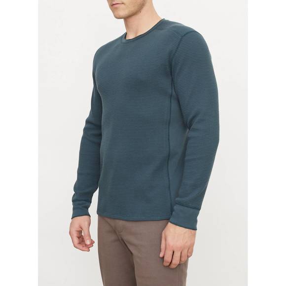 NEW VINCE thermal long-sleeve crew neck pullover in deep teal - Picture 2 of 3